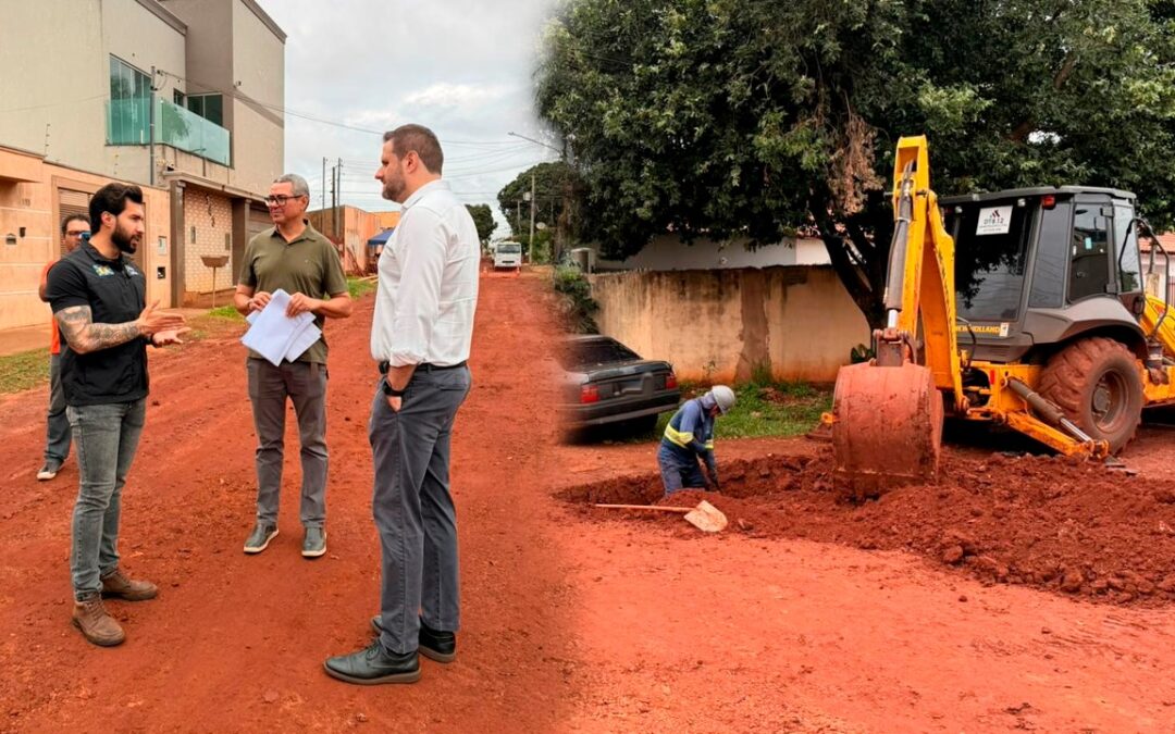 Parceria com a Águas Guariroba leva rede de esgoto ao bairro Guanandi II após indicação do vereador Fábio Rocha