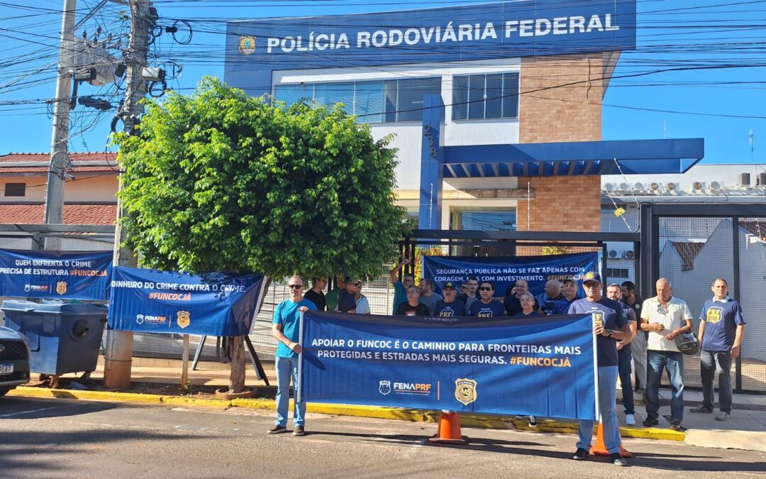Policiais Rodoviários Federais realizam manifestação em Campo Grande em defesa de Fundo de Combate ao Crime Organizado